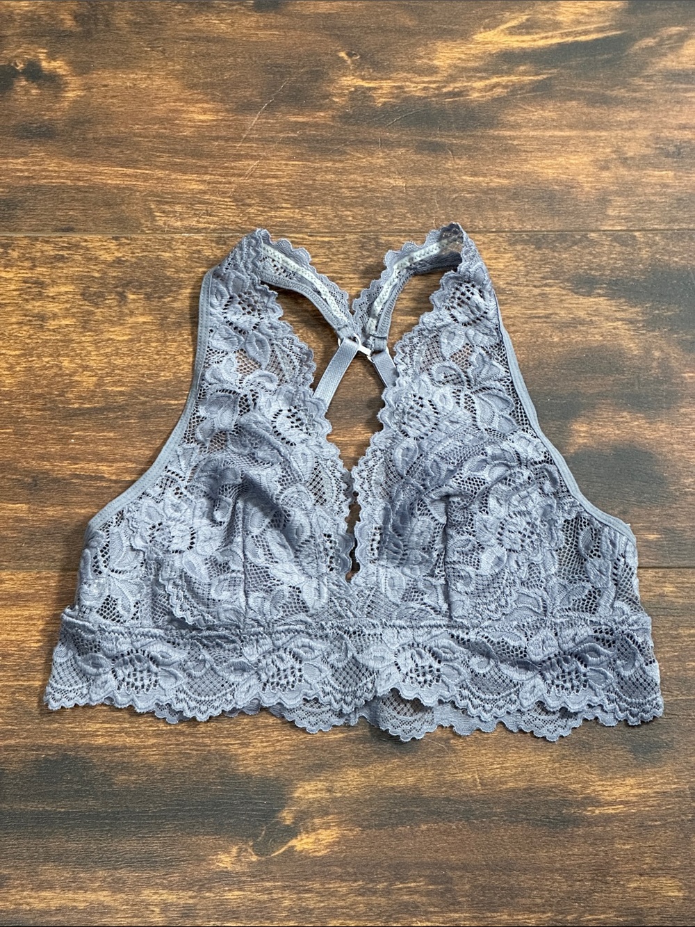 🩶 Undie Couture Gray Lace Convertible Racerback Bralette Medium